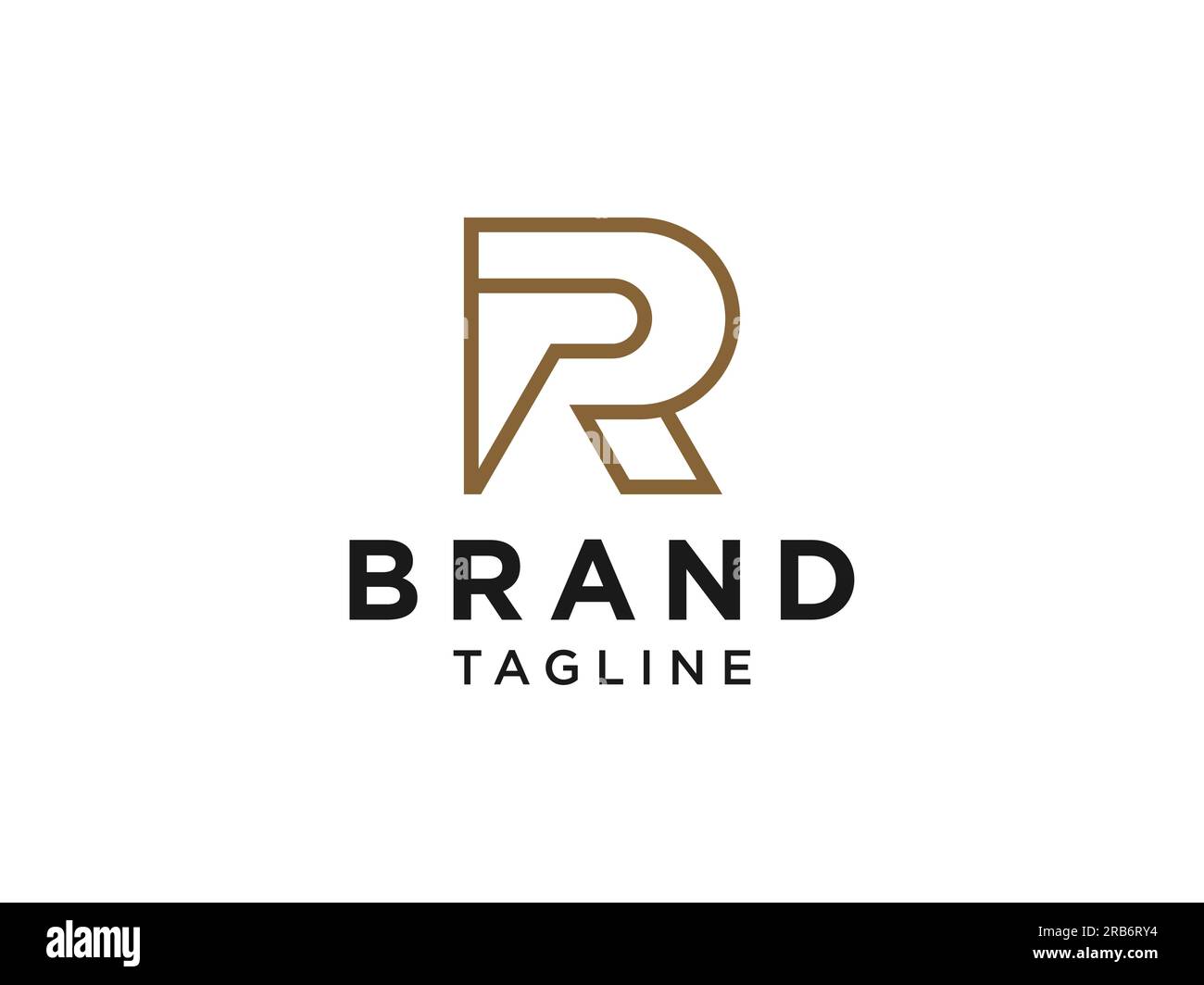 Abstract Initial Letter R Logo. Gold Geometric Arrow Shape Origami ...
