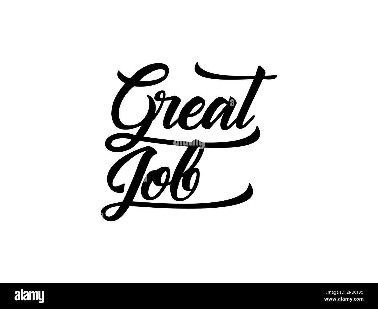 Great Job text lettering calligraphy with Simple Line isolated on white background. Greeting Card Vector Illustration Stock Vector