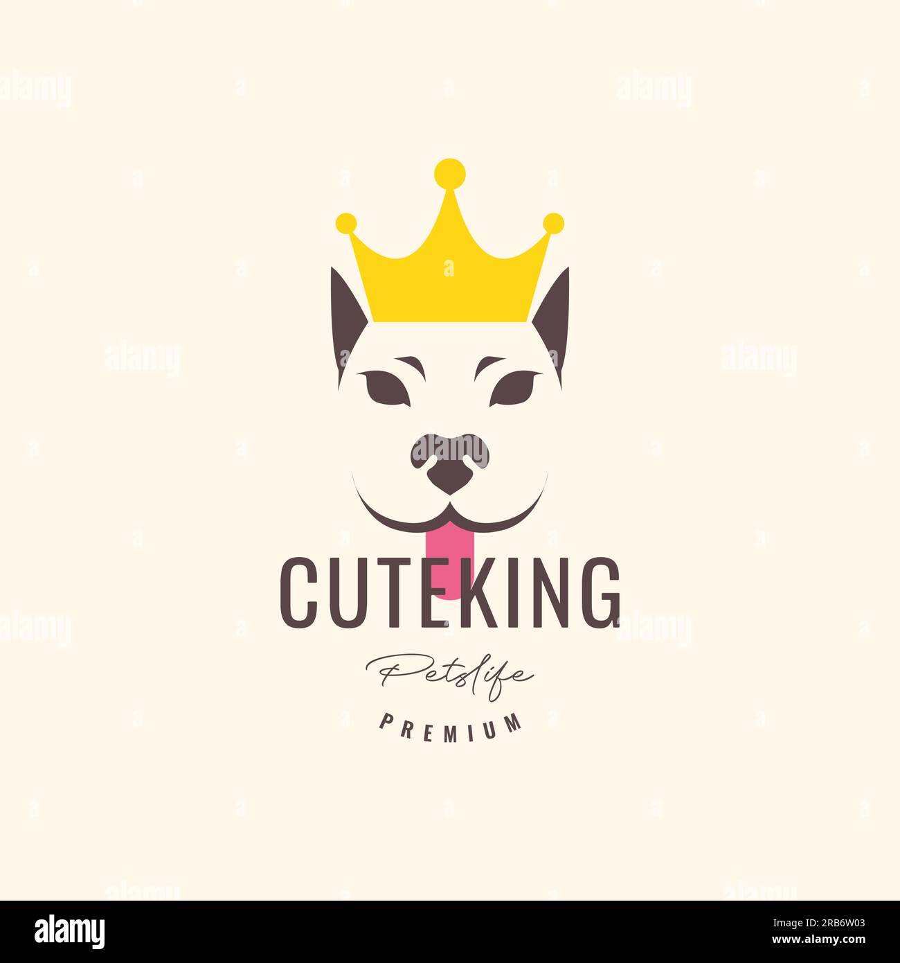 animal pets dog head crown king mascot hipster vintage logo design ...