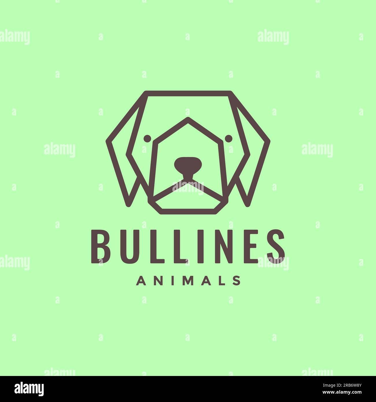 animal pets bulldog head line art hexagonal modern minimalist logo design vector Stock Vector
