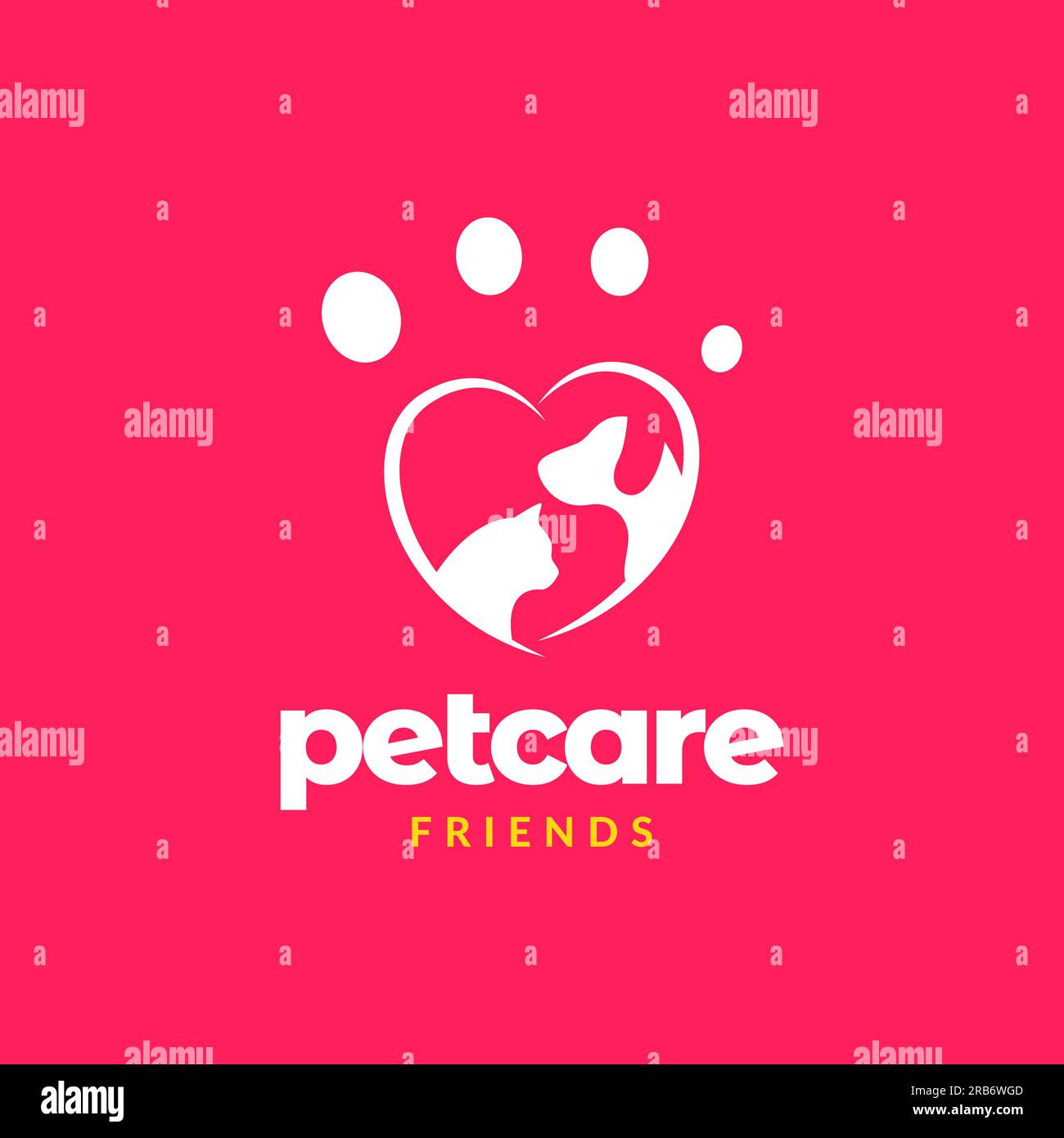 kitten cats pets love heart love care colorful modern mascot logo