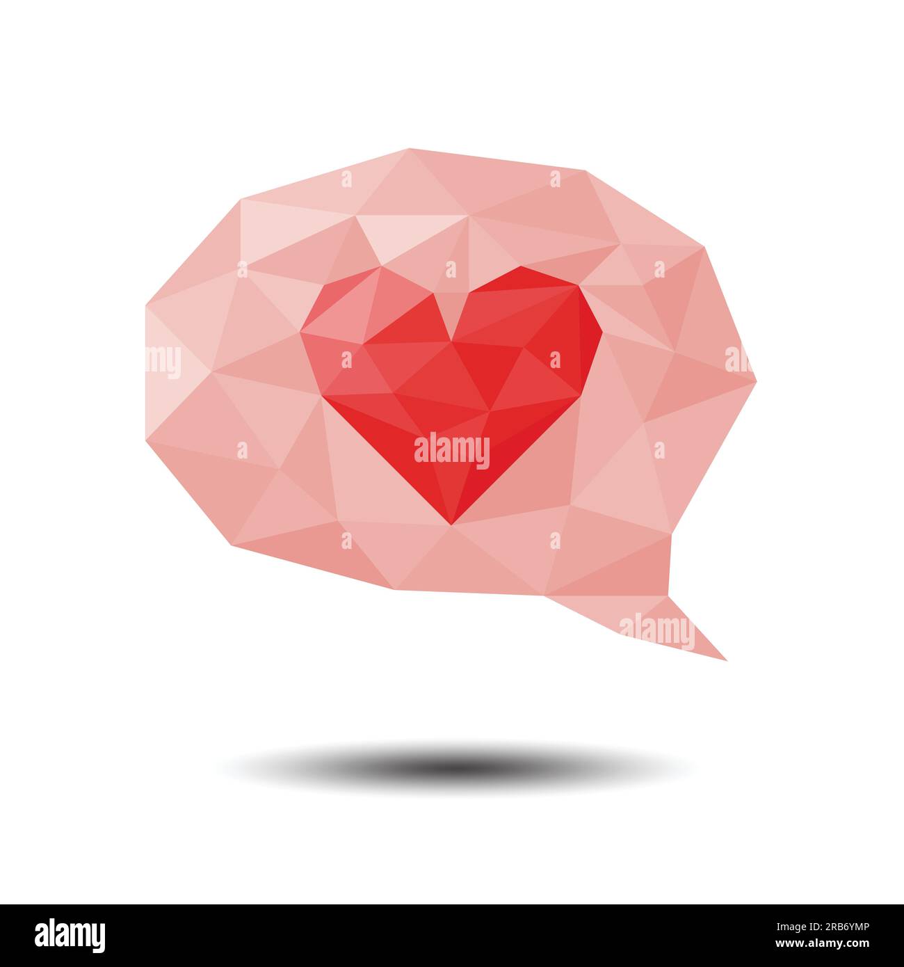 Polygon Bubble with heart Icon on white background Stock Vector