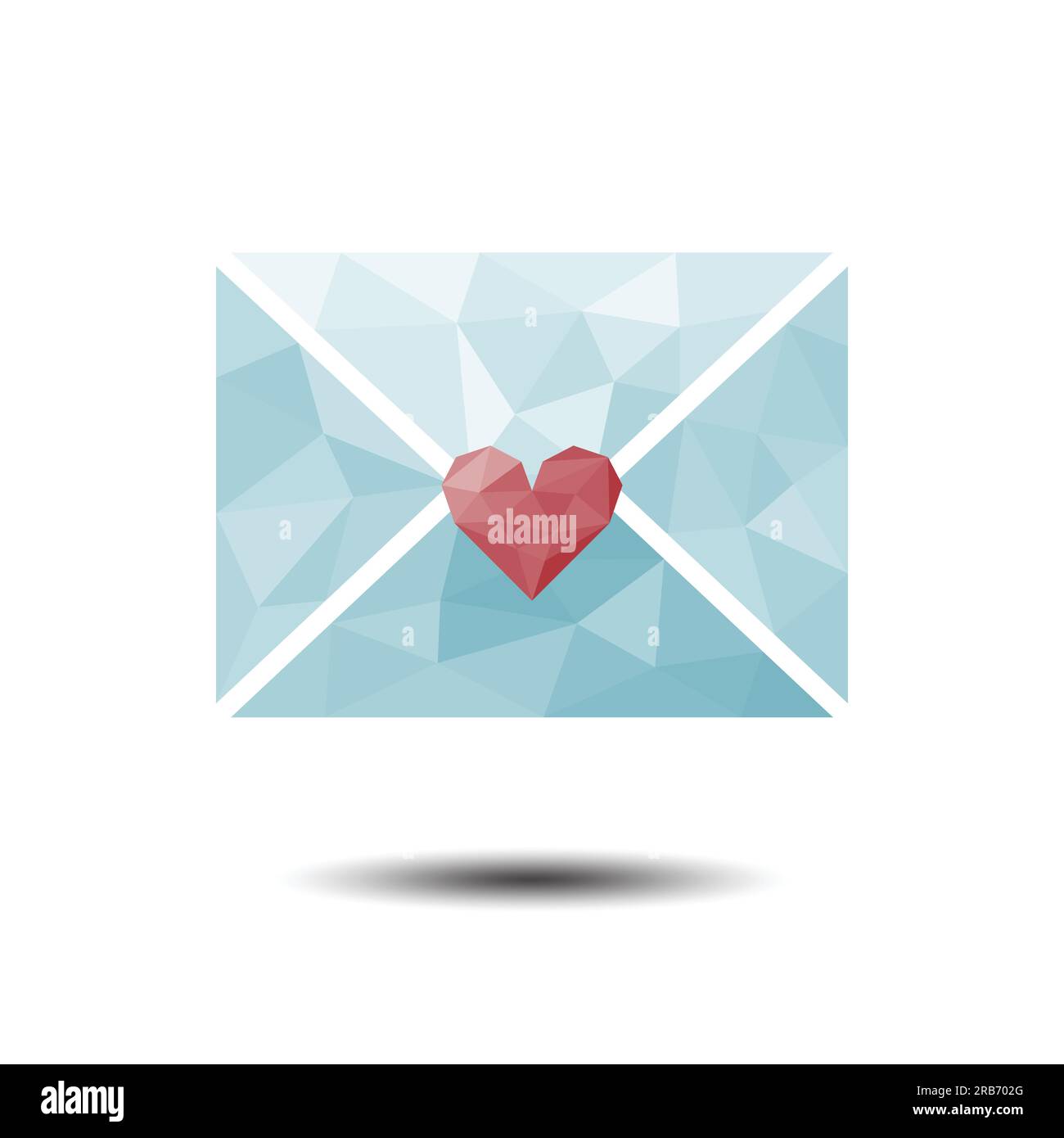 Polygon Letter with Heart Icon on white background Stock Vector