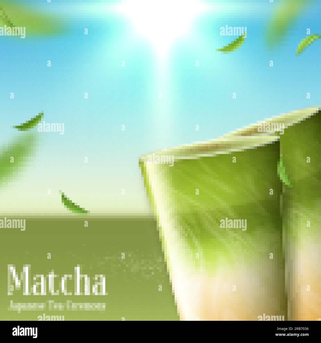 Cold Iced Green Tea Latte with Matcha and Milk in Generic Cup. Vector