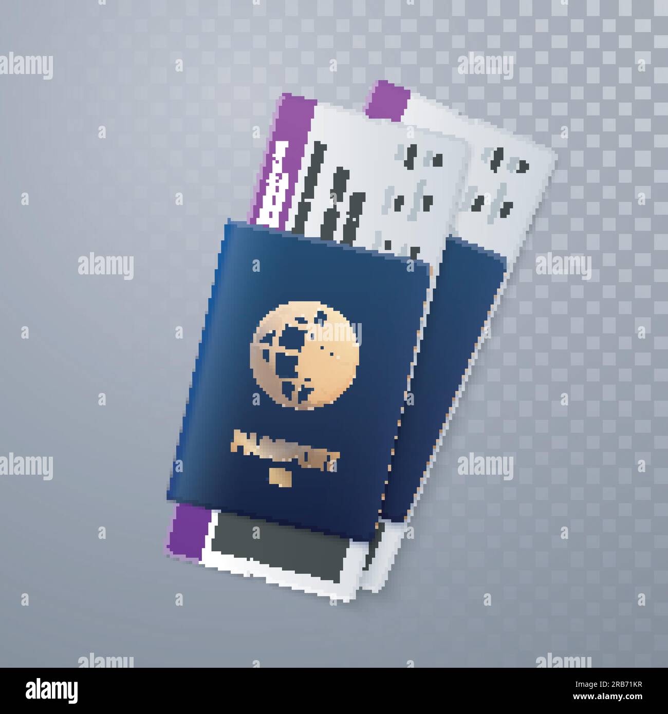 International passports with flight boarding passes isolated on
