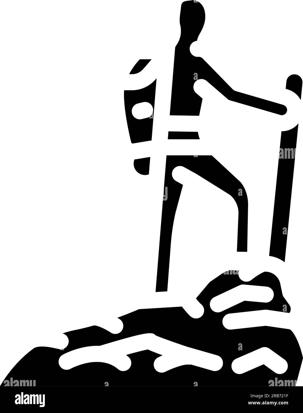 mountaineer on the top adventure glyph icon vector illustration Stock ...