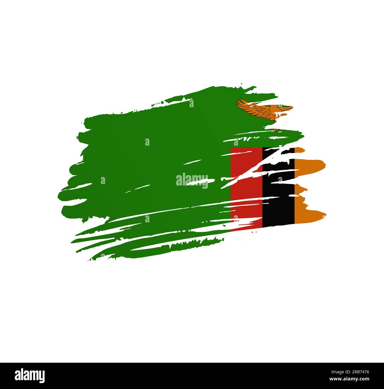 Zambia flag - nation vector country flag trextured in grunge scratchy ...