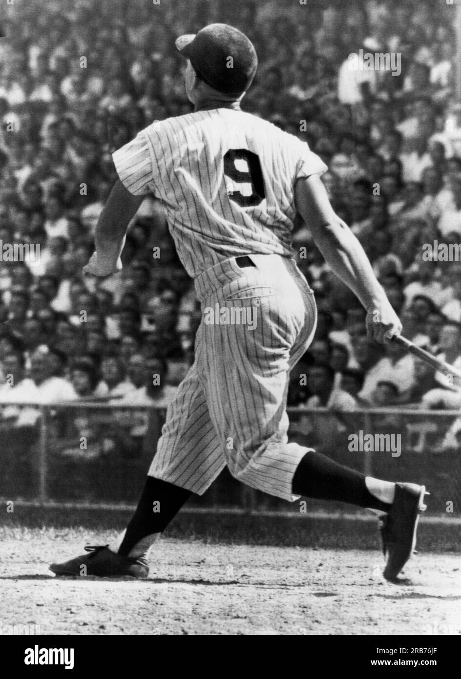 New York, New York:  September 2, 1961 Roger Maris at Yankee Stadium as he hits his 52nd homer of the year in his pursuit of Babe Ruth's record of 60 home runs in one season. Stock Photo