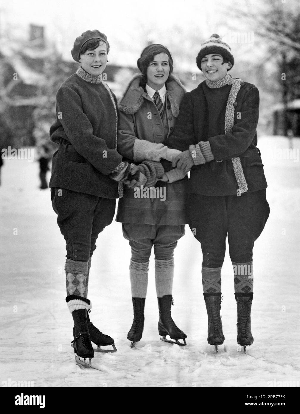 Lake Placid, New York December 30, 1926. Three young women from