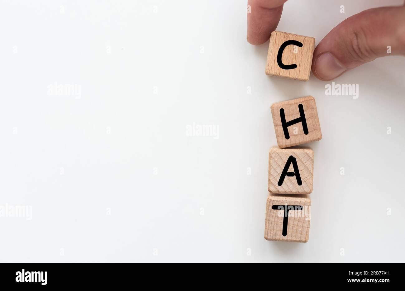 Word CHAT made with wood blocks on a light background Stock Photo