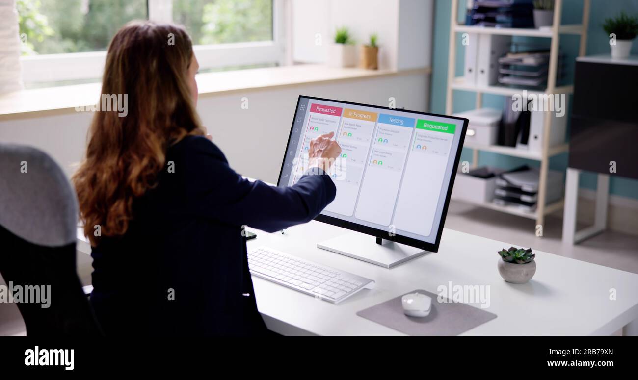 Kanban Scrum Schedule Board Plan App On Screen Stock Photo