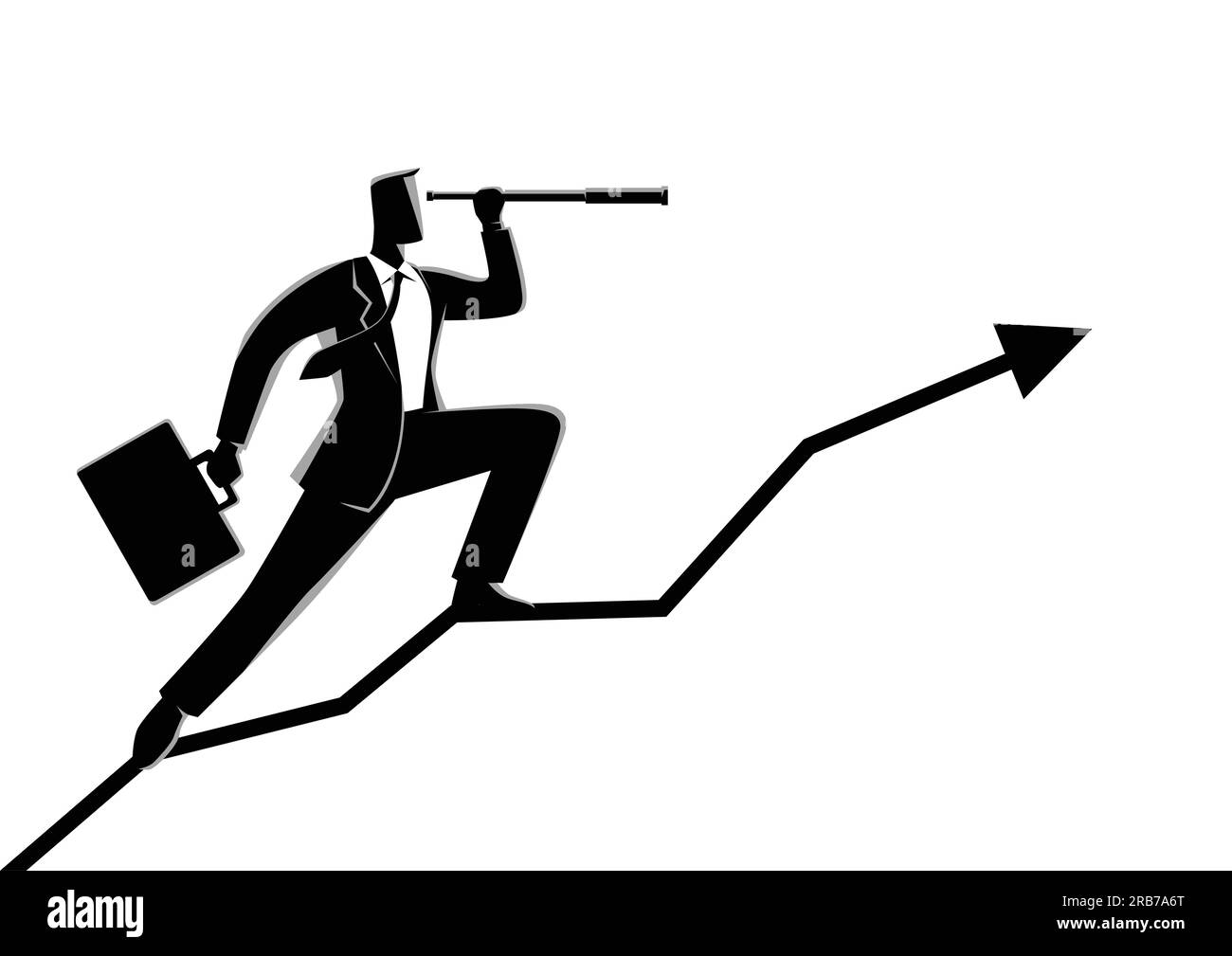 Business concept vector illustration of a businessman using telescope ...