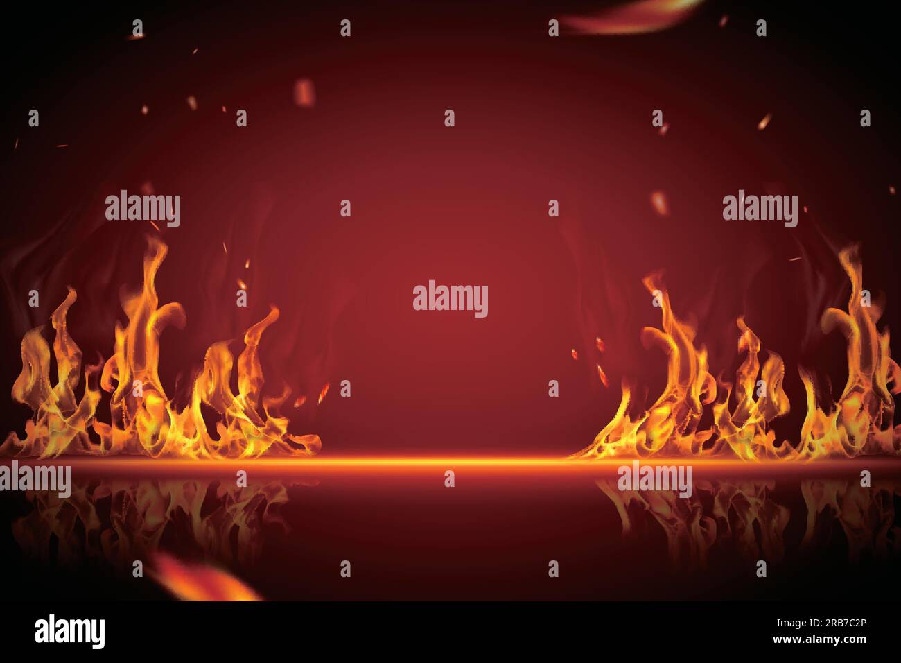Burning flame effect background in 3d illustration Stock Vector Image