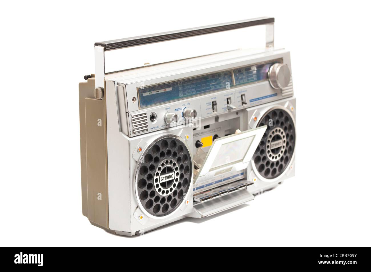 Silver retro ghetto radio boom box cassette recorder from 80s Stock ...