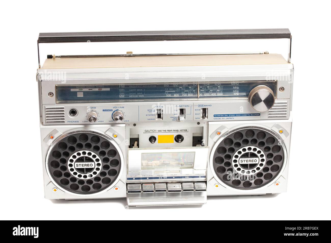 Silver retro ghetto radio boom box cassette recorder from 80s Stock ...