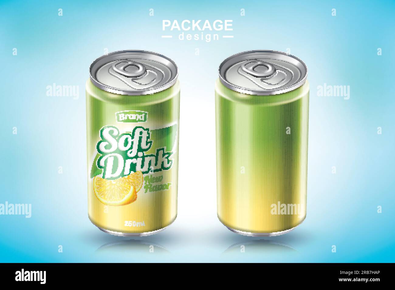 Refreshing soft drink metal can design in 3d illustration, one in blank