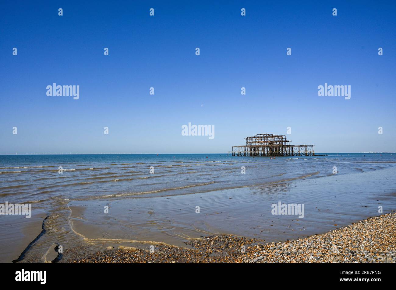 View of the derelict West Pier in Brighton , Sussex , England , UK Stock Photo