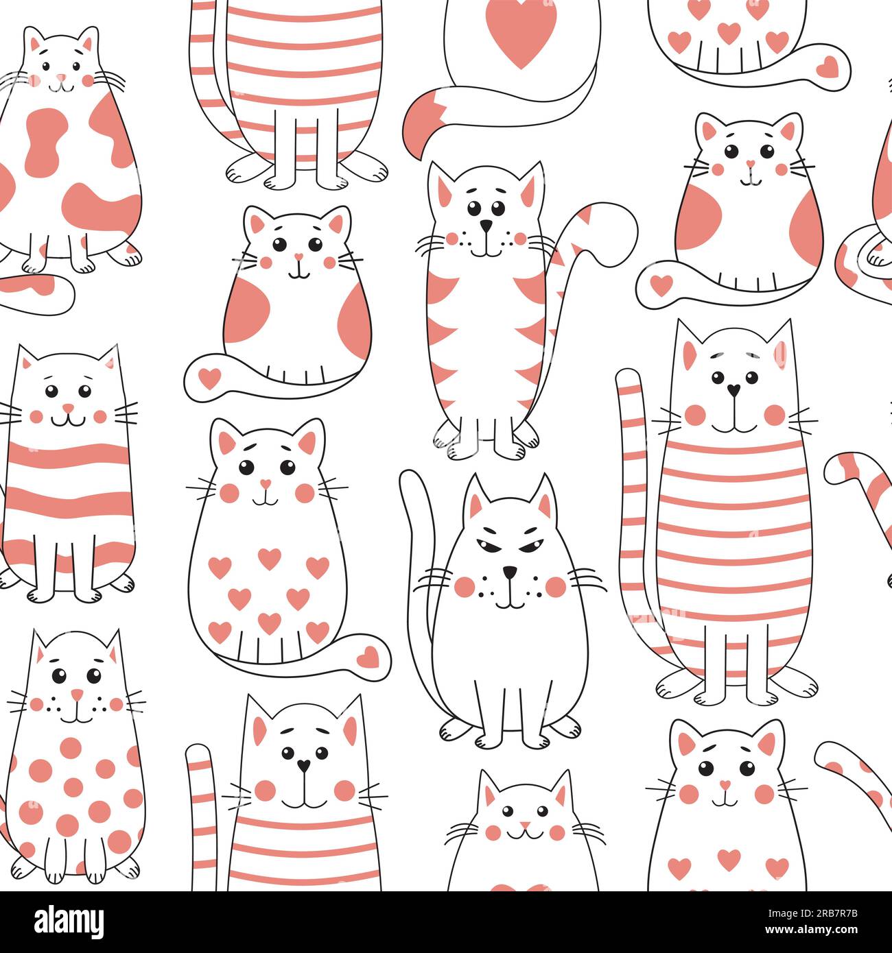 Seamless background with different cats. Stock Vector
