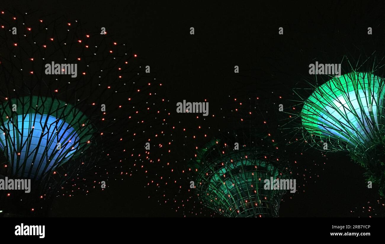 Light night tree in Garden by the Bay, Singapore Stock Photo Alamy
