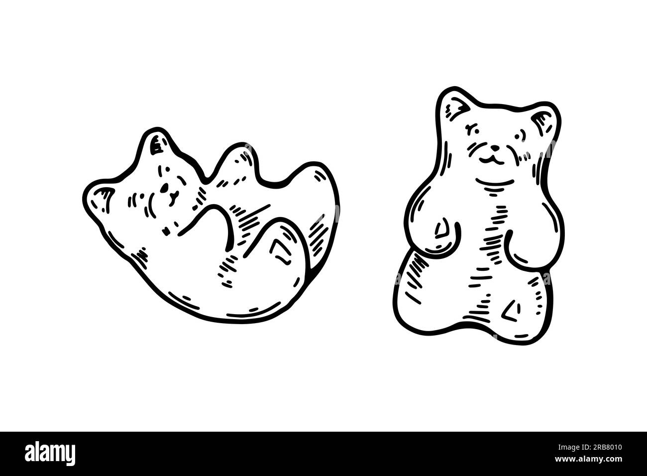 Jelly bear hand drawn vector illustration in sketch style. Cannabis jelly candy. Hemp product Stock Vector