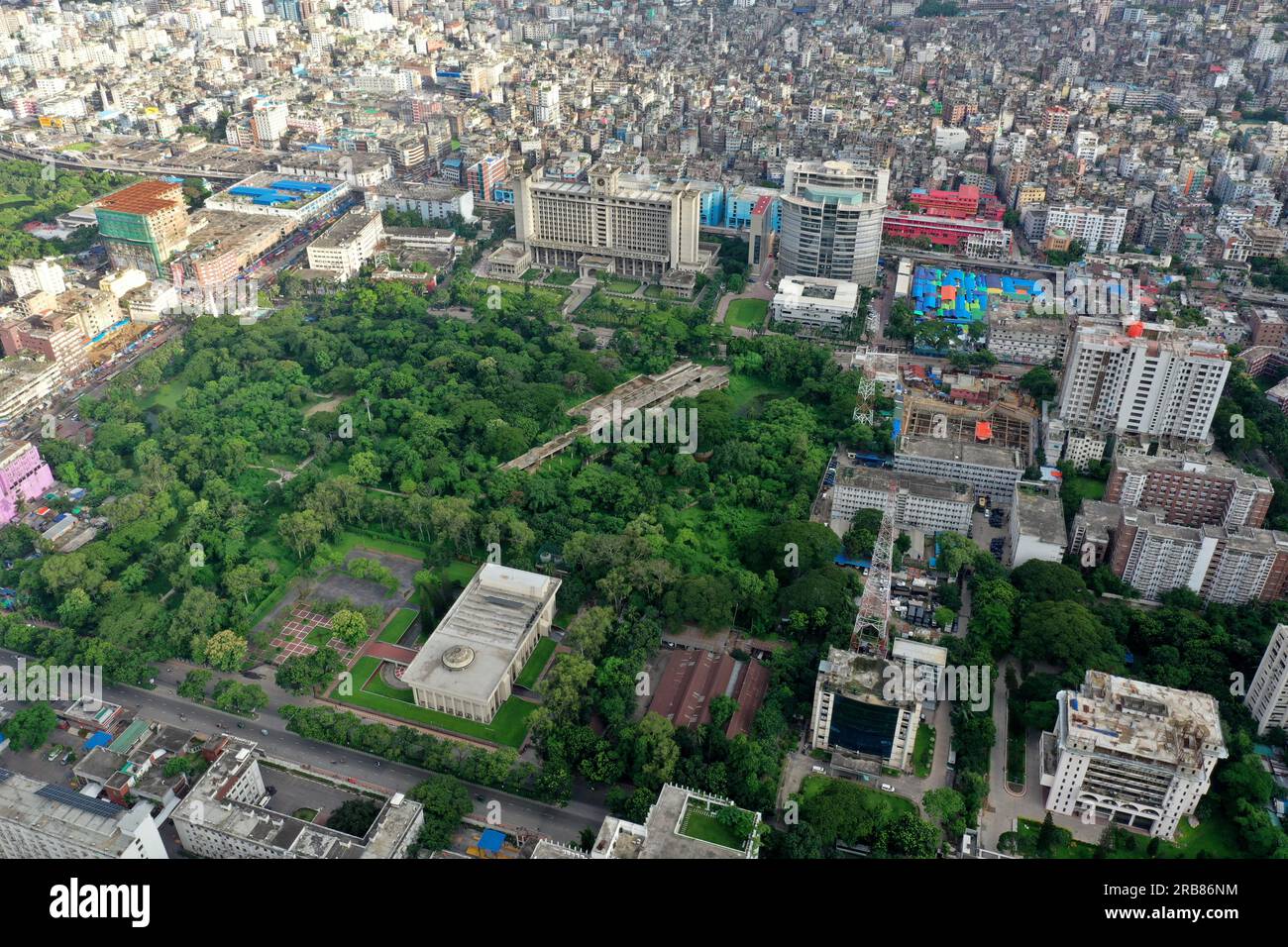 Dhaka, Bangladesh - July 07, 2023: The Bird's-eye view of Gulistan area at Dhaka city in Bangladesh. Stock Photo