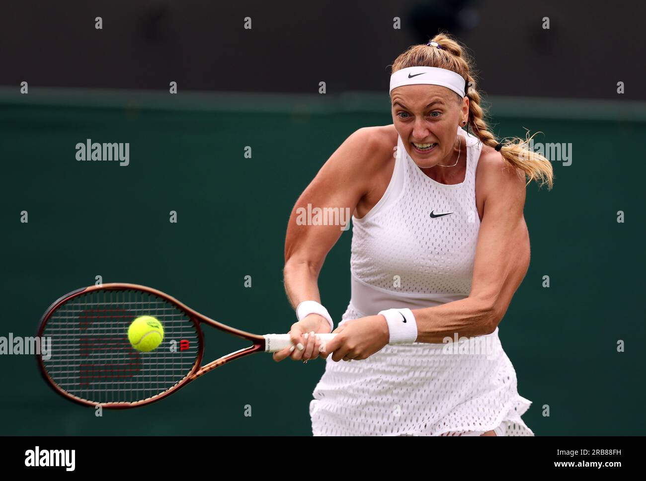 Petra Kvitova In Action Against Natalija Stevanovic not Pictured On petra-kvitova-in-action-against-natalija-stevanovic-not-pictured-on
