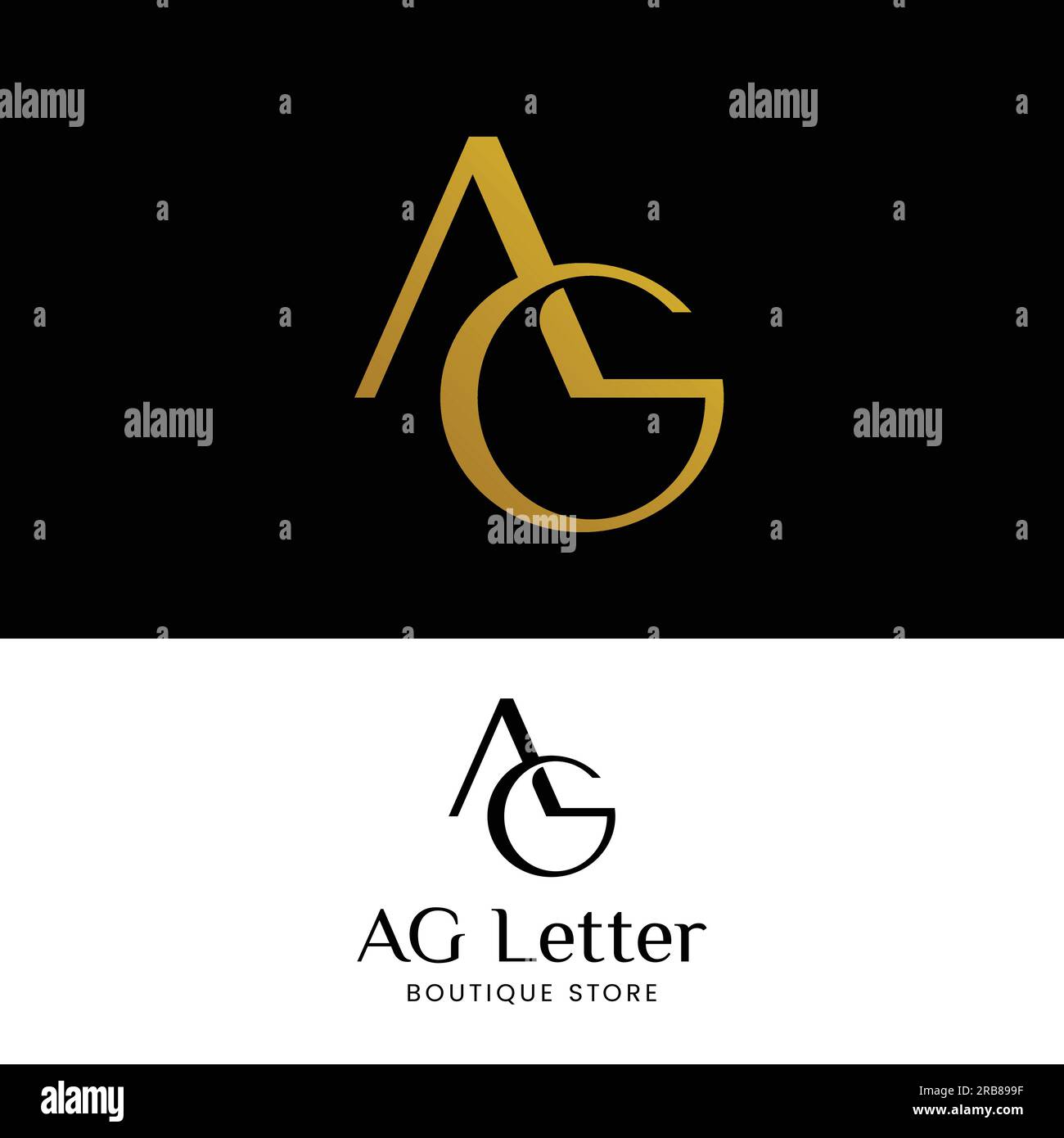 Letter Monogram A G AG GA in Simple Luxury Logo Stock Vector