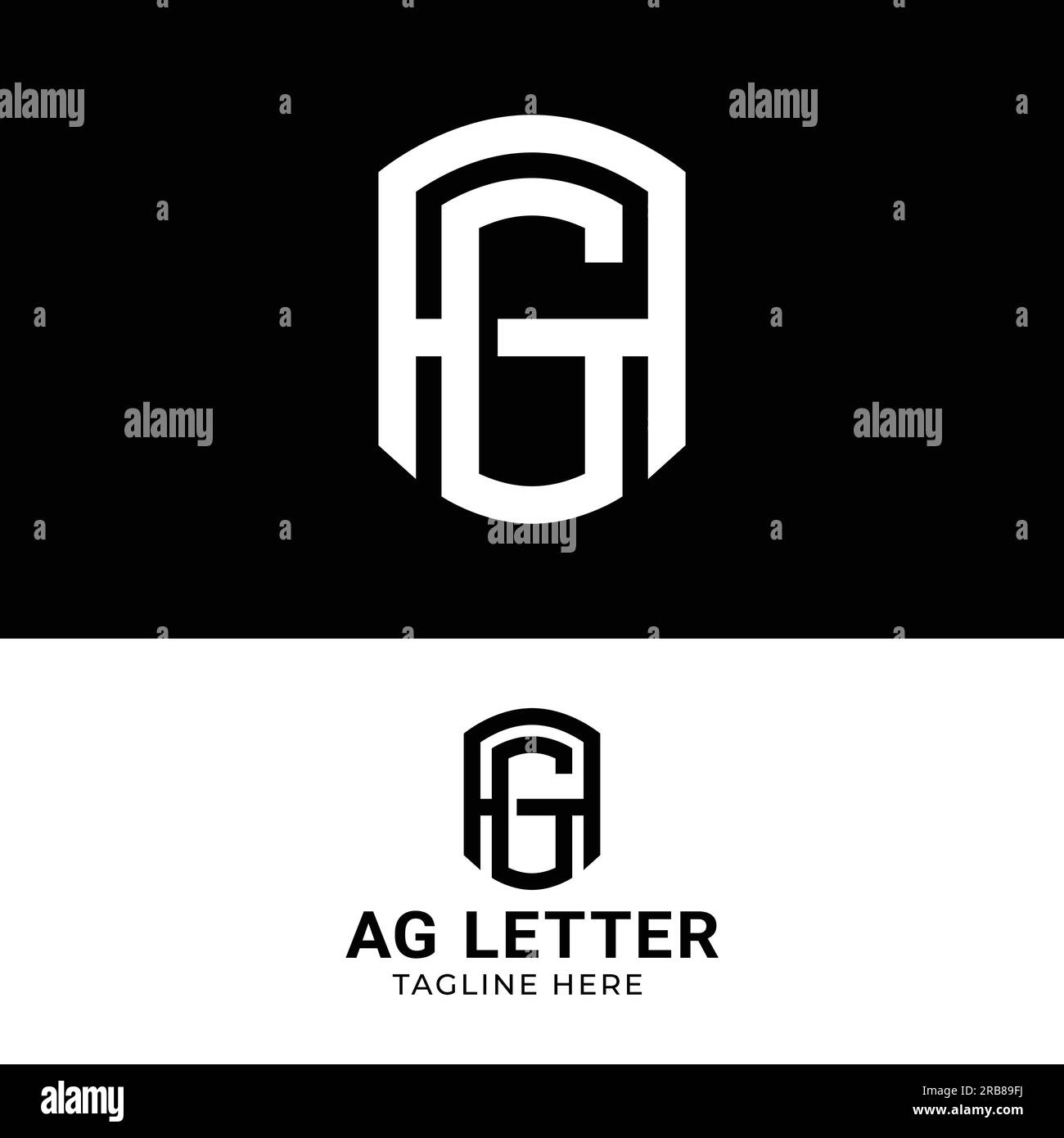 Letter Monogram A G AG GA in Simple Bold Interlock Style for General Fashion Apparel Finance Sports Fitness Logo Design Template Stock Vector