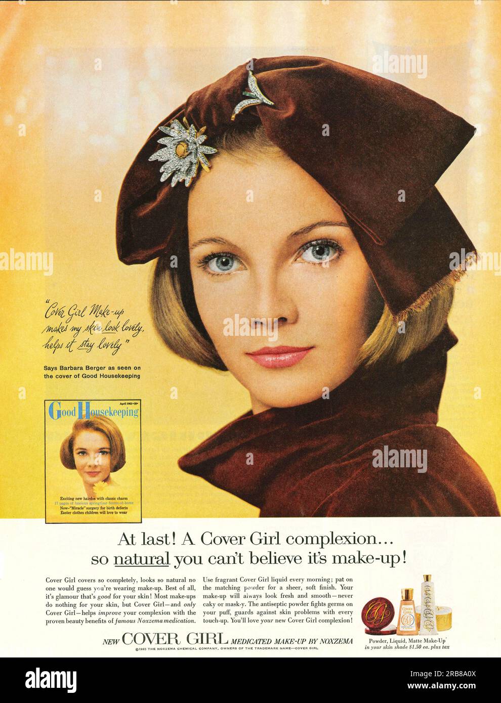 Covergirl Makeup By Noxzema advert in a Journal magazine, 1965 Stock