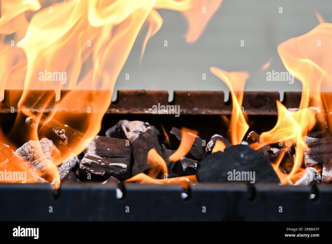 Grill background - empty fired barbecue Stock Photo