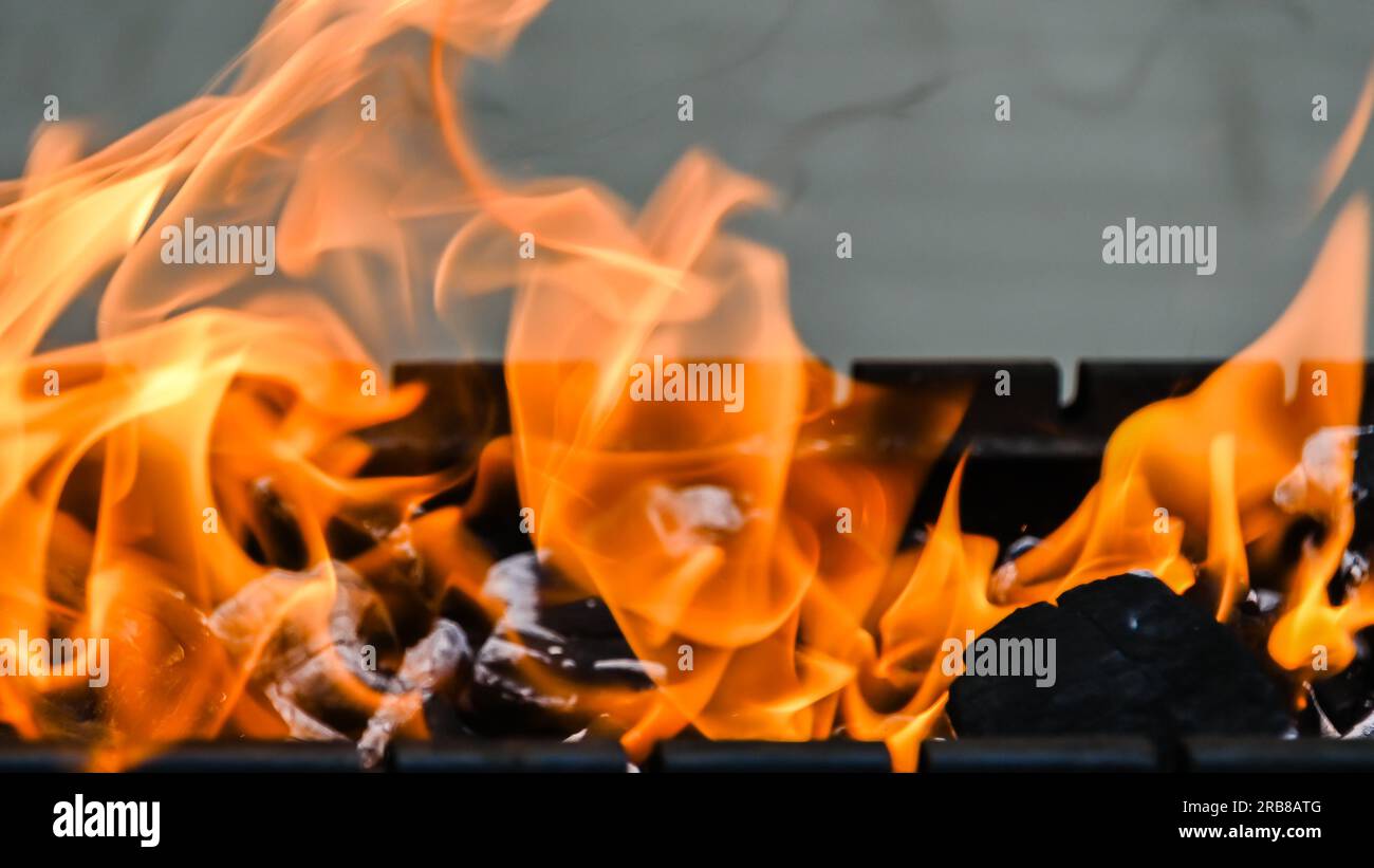 Grill background - empty fired barbecue Stock Photo