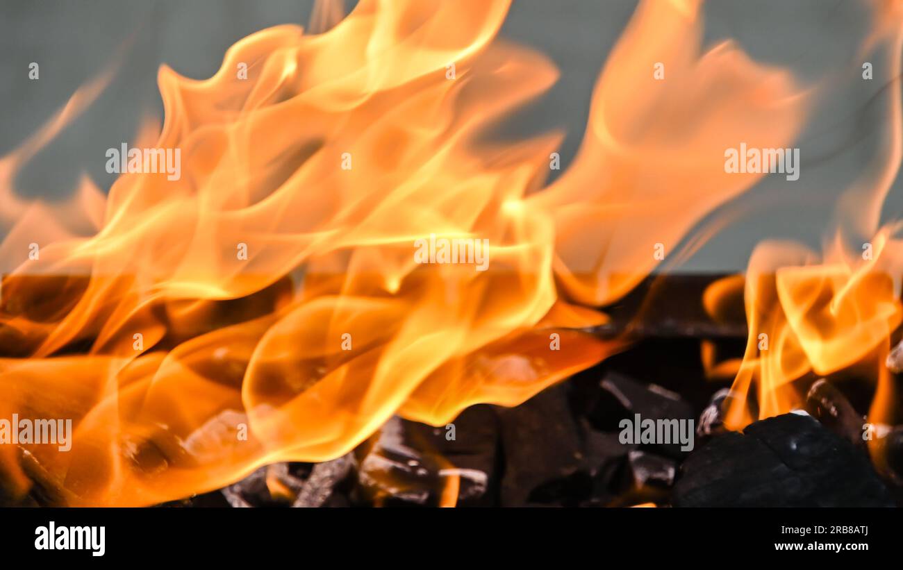 Grill background - empty fired barbecue Stock Photo