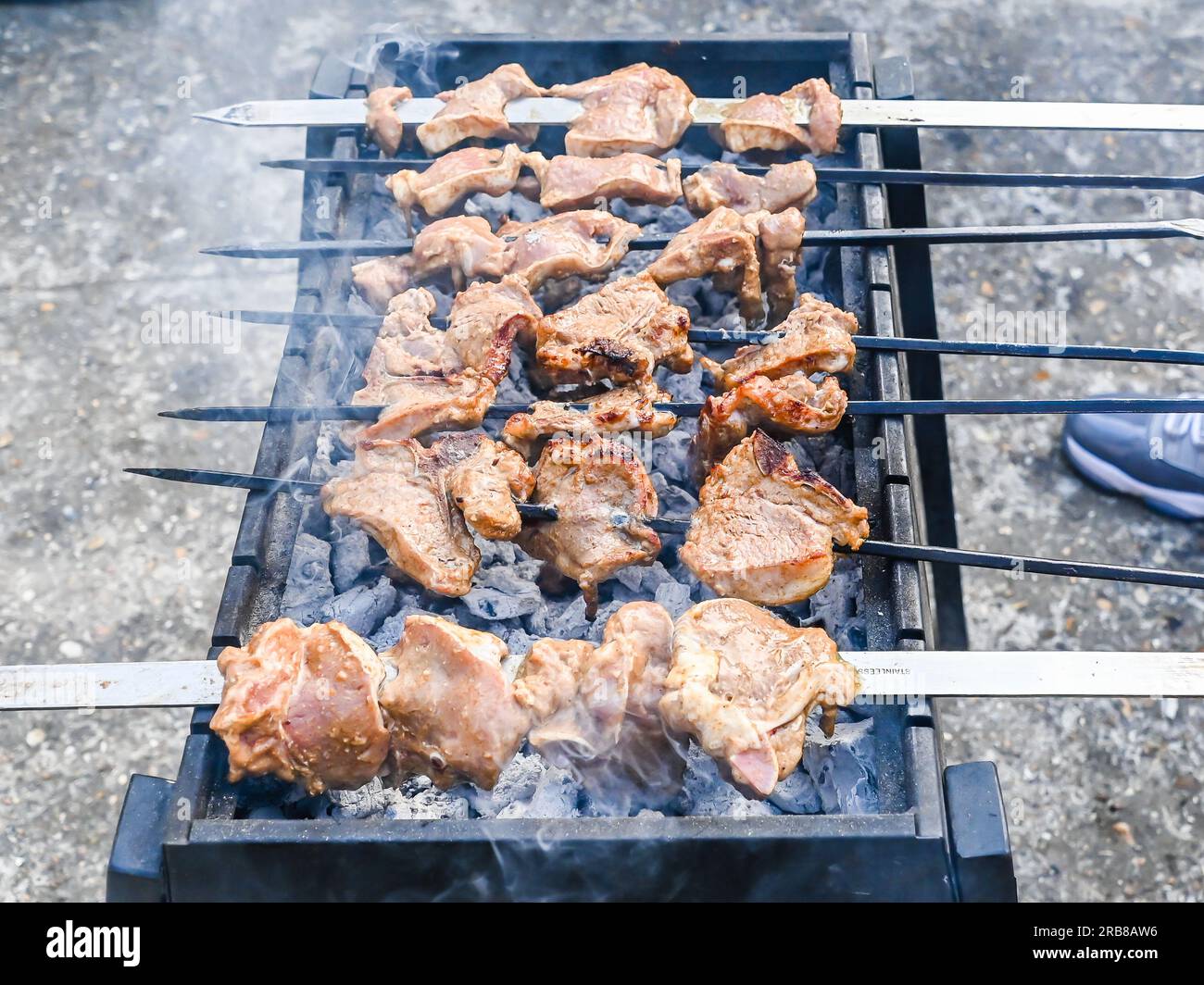 BBQ Lamb chops skewers on grill Stock Photo Alamy