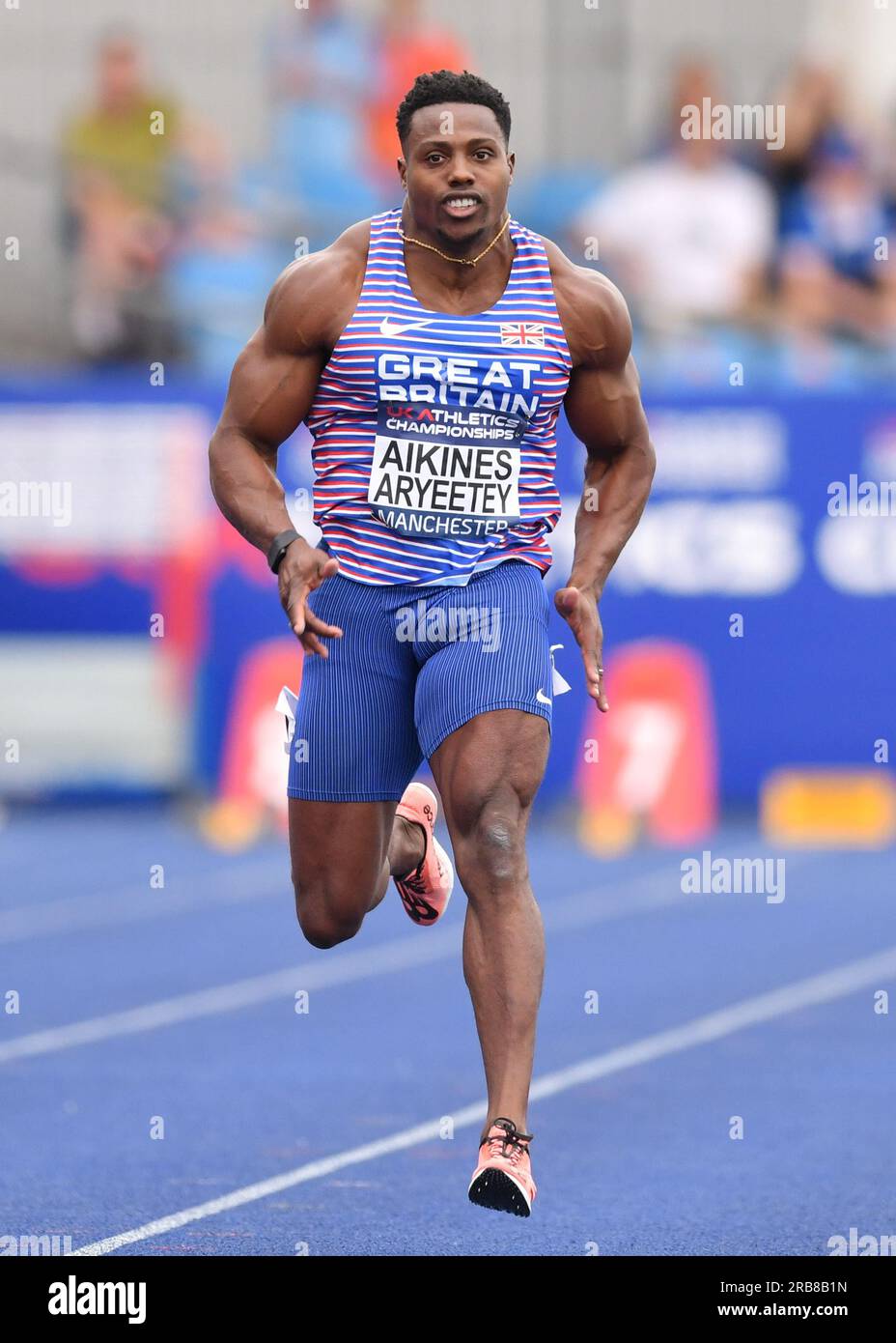 Manchester Regional Arena, Manchester, UK.  National UK Athletics Championships 2023.  Caption: AIKINES-ARYEETEY winning his Heat comfortably.  Picture: Mark Dunn/Alamy Live News (Sport) Stock Photo