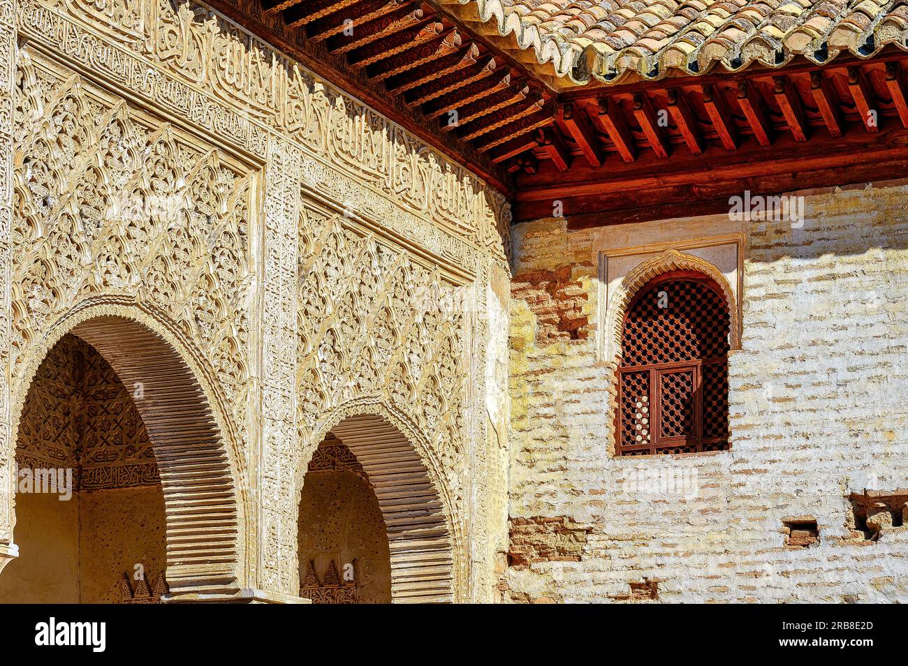 Islamic architecture in Alhambra castle and fort complex in Granada, Spain Stock Photo