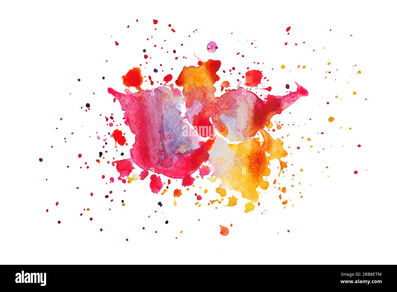 Red and yellow Watercolor hand painting and splash abstract texture on ...