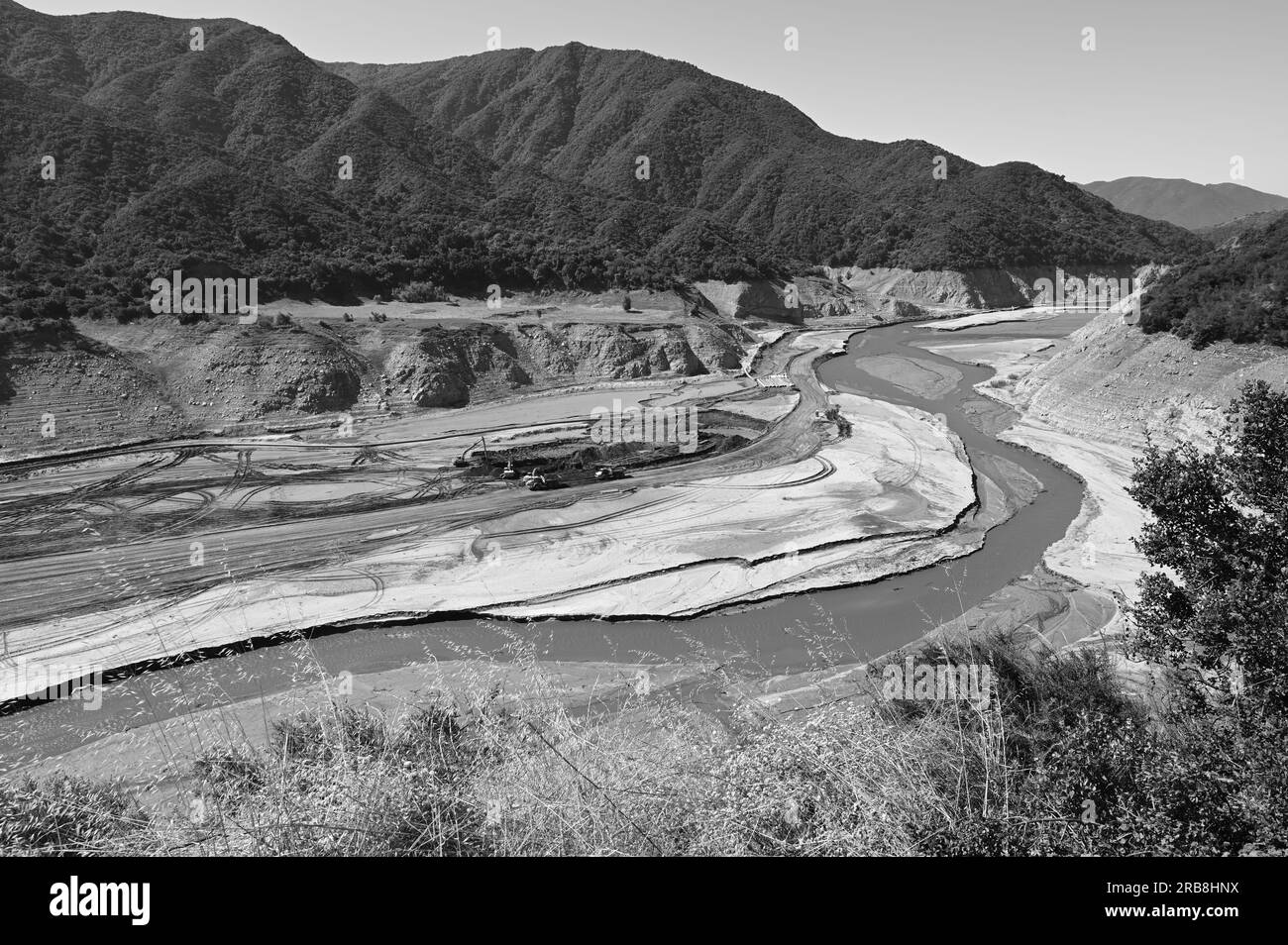 San Gabriel Reservoir No. 1 in the San Gabriel Mountains dewatered in