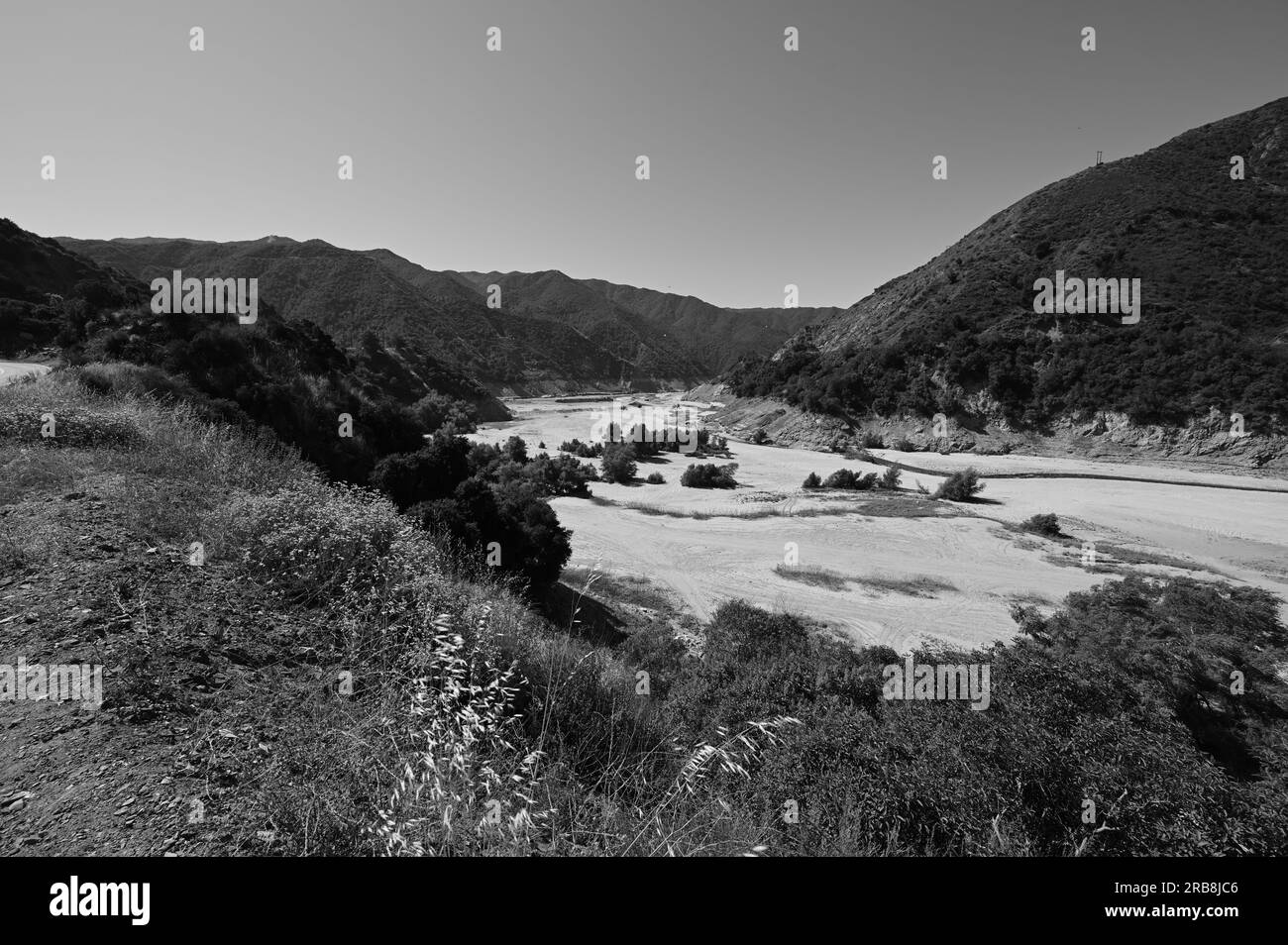 San Gabriel Reservoir No. 1 in the San Gabriel Mountains dewatered in