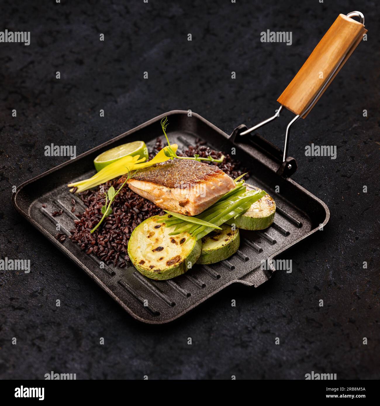 Traditional Native American roasted fish with wild rice