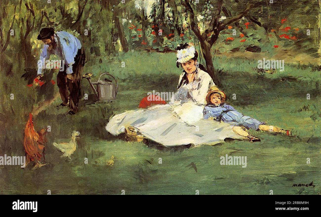 The Monet family in their garden at Argenteuil 1874; France by Edouard Manet Stock Photo