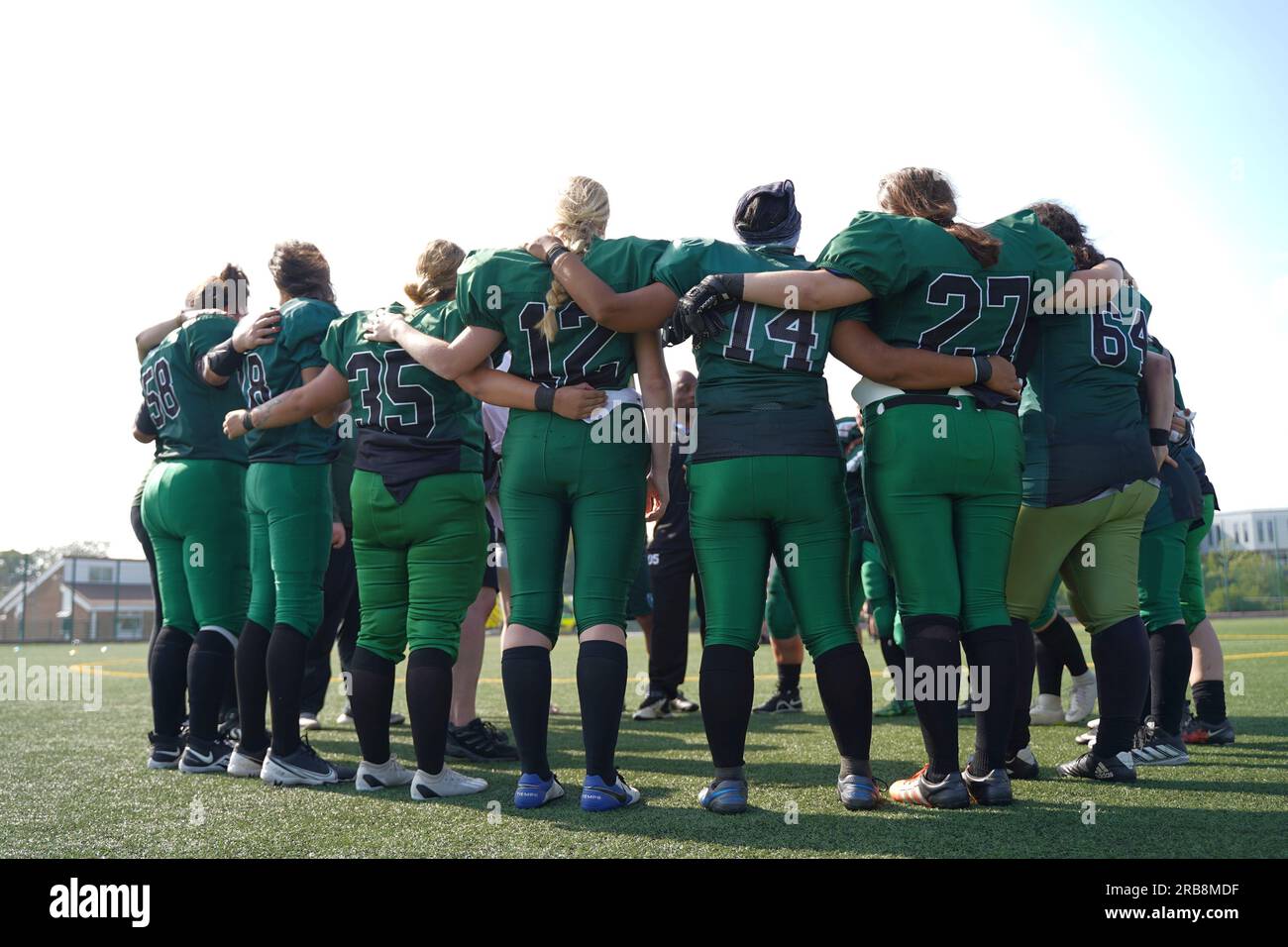 Team photo of female american football players Stock Photo Alamy