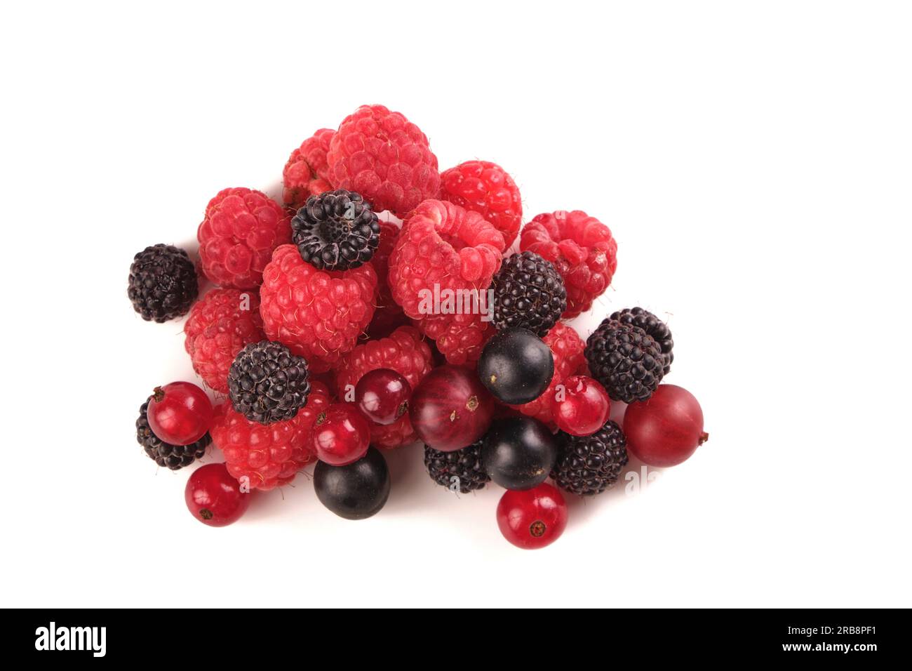 various berries, raspberry, currant isolate on white Stock Photo