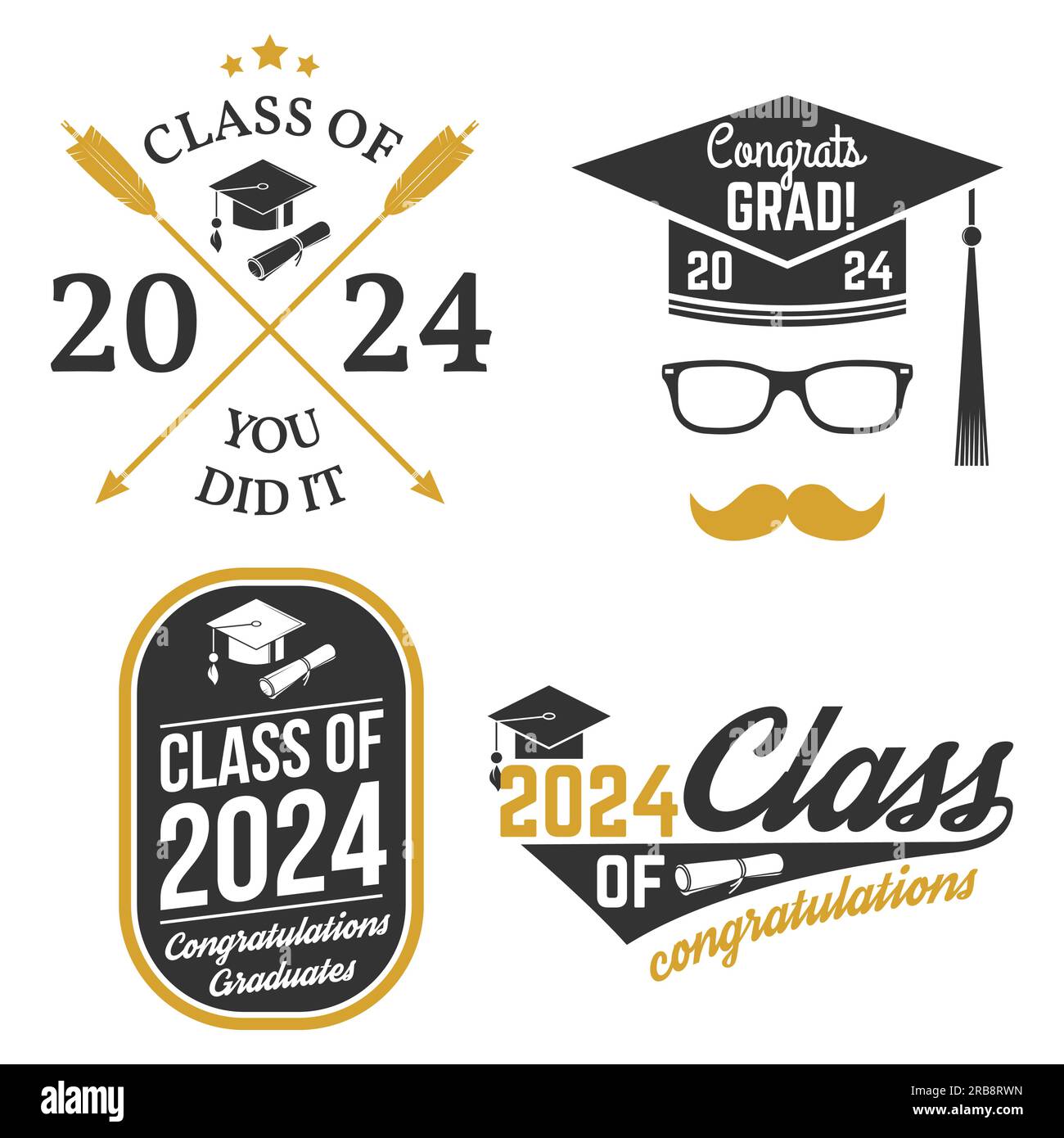 Set of Vector Class of 2024 badges Concept for shirt, print, seal