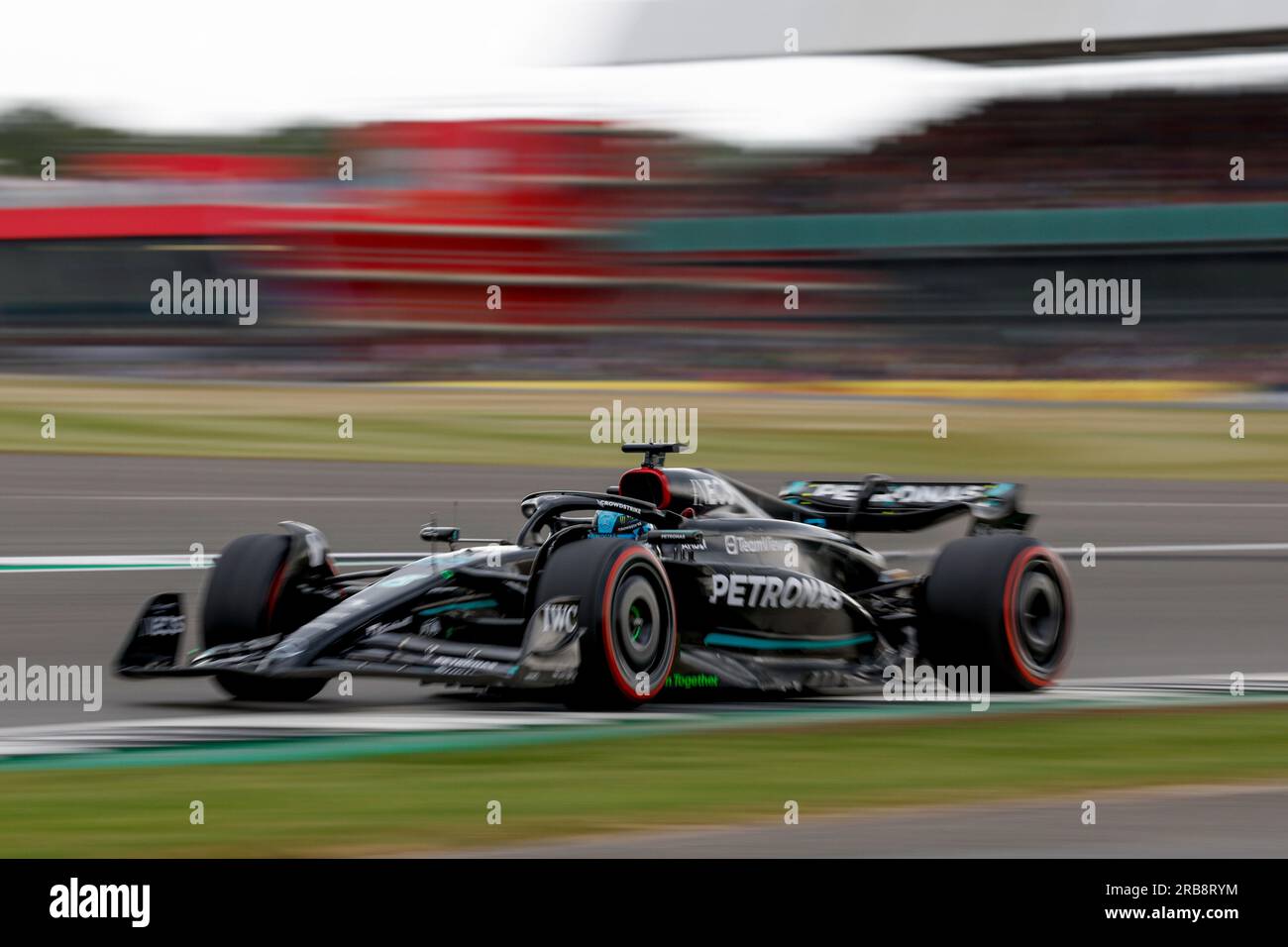 #63 George Russell (GBR, Mercedes-AMG Petronas F1 Team), F1 Grand Prix of Great Britain at Silverstone Circuit on July 8, 2023 in Silverstone, Great Britain. (Photo by HIGH TWO) Stock Photo