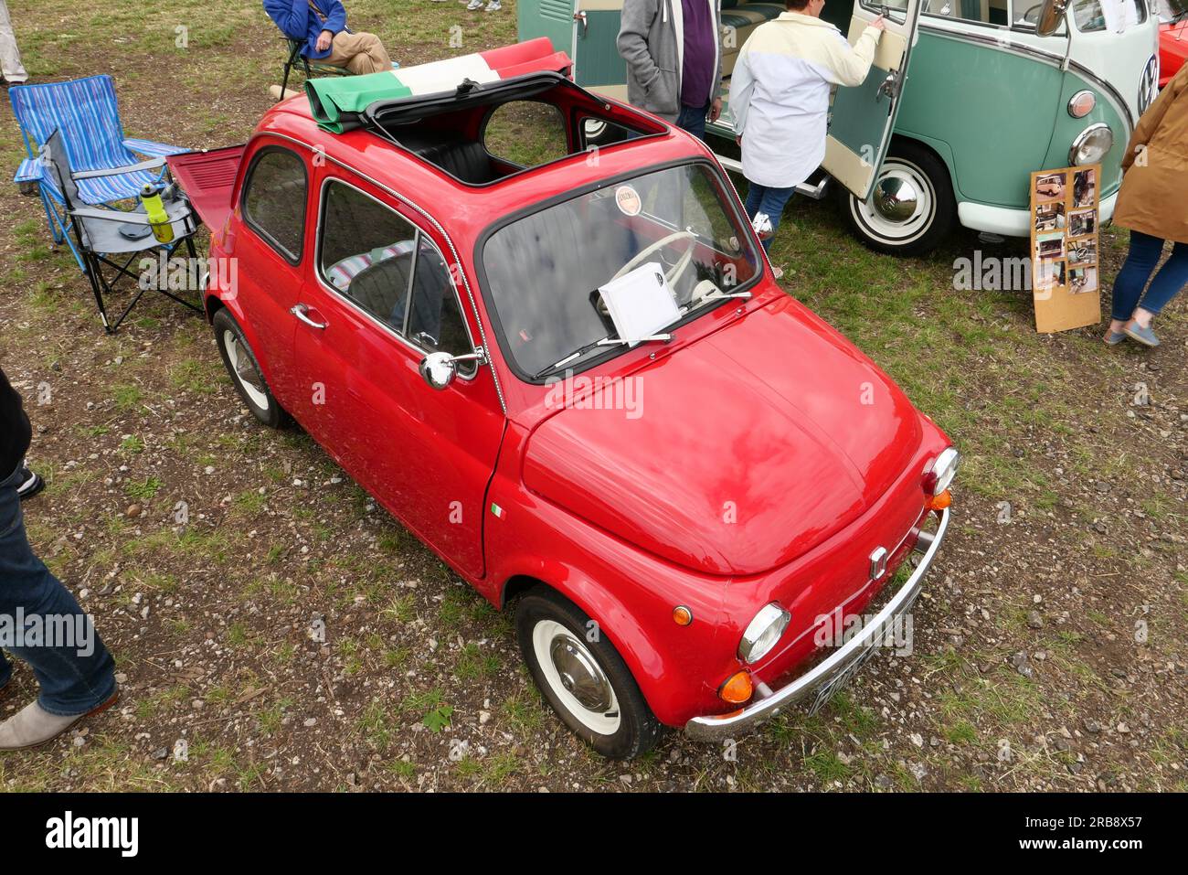 Italian red Fiat at Markeaton Car Show, Derby, 2023 Stock Photo