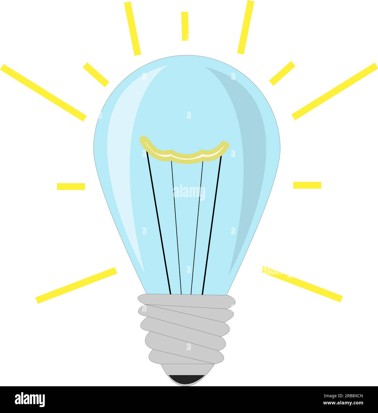 blue light bulb icon with yellow glow, vector illustration Stock Vector