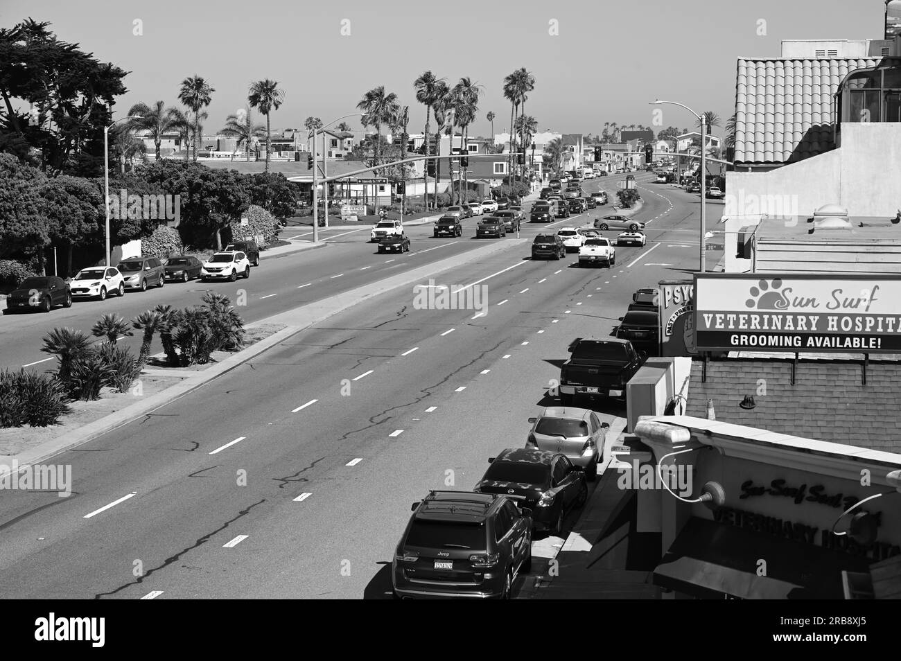 The Pacific Highway at Sunset Beach in Los Angeles. Stock Photo