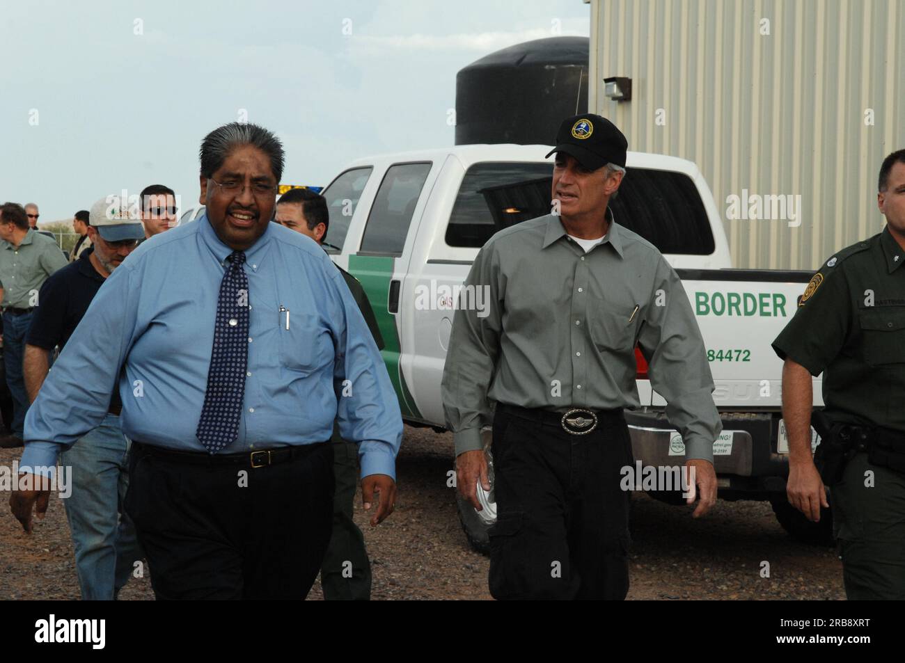 Visit of Secretary Dirk Kempthorne to Pima County, Arizona's border area with Mexico, for tours, discussions with Bureau of Indian Affairs staff and U.S. Customs and Border Protection personnel meeting at the Ajo Border Patrol Station Stock Photo