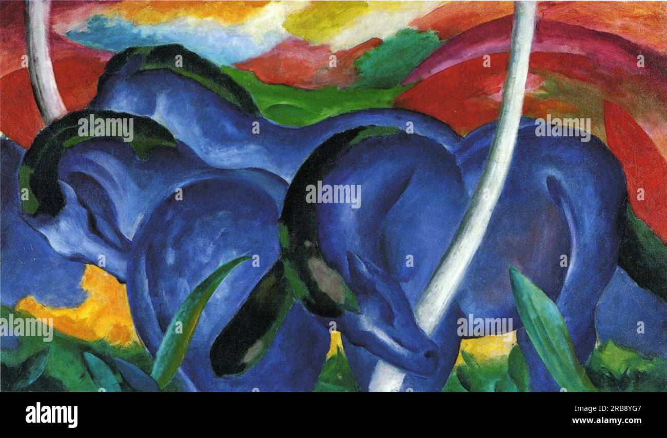 The Large Blue Horses 1911 by Franz Marc Stock Photo Alamy
