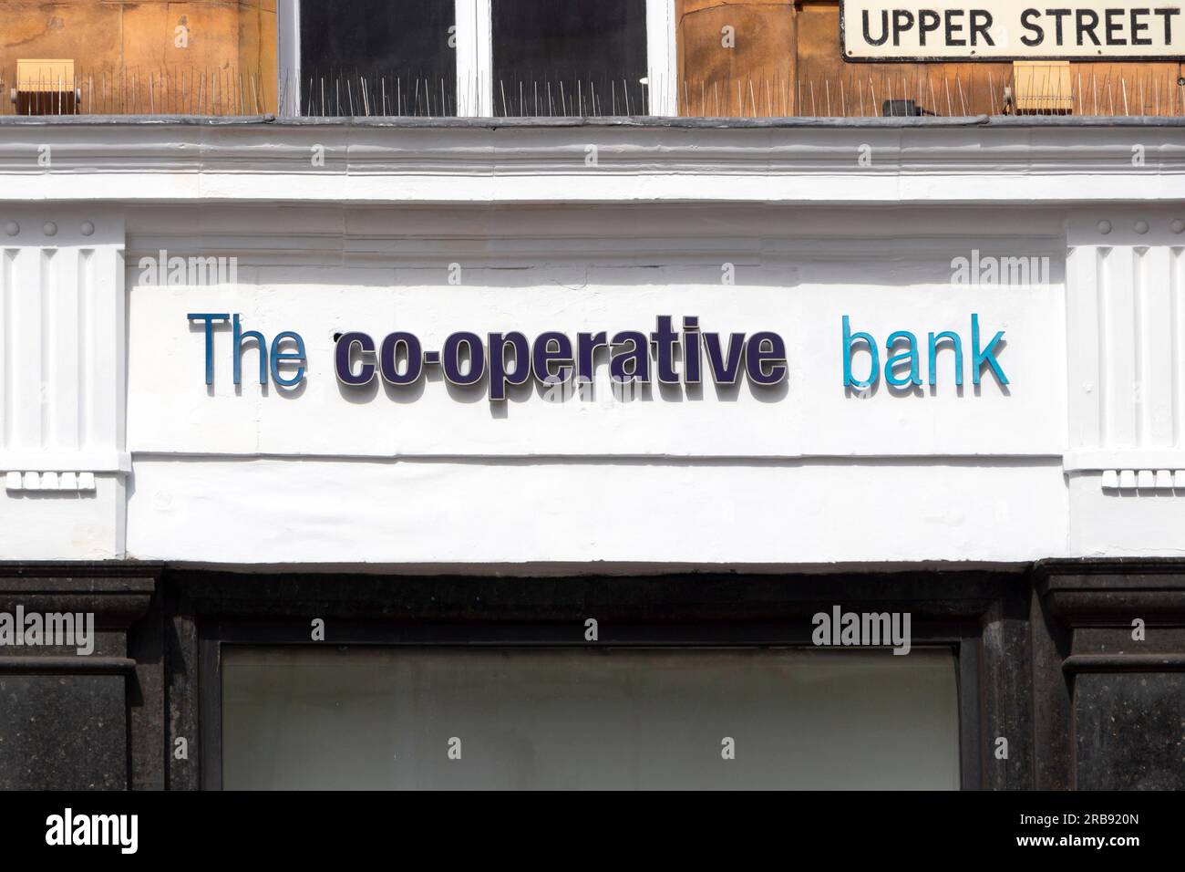 sign for the co-op co-operative bank in upper street islington Stock Photo